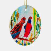 Rosella vogels in de waterverf kunst keramisch ornament (Rechts)