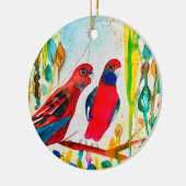 Rosella vogels in de waterverf kunst keramisch ornament (Links)