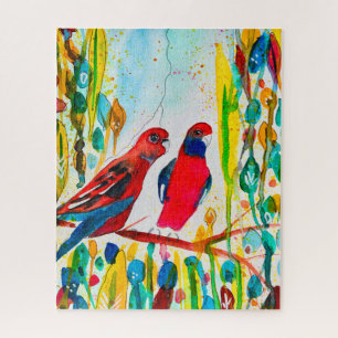 Rosella vogels in de waterverf kunst legpuzzel