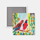 Rosella vogels in de waterverf kunst magneet (Voorkant / Achterkant)