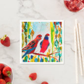 Rosella vogels in de waterverf kunst servet (Insitu)