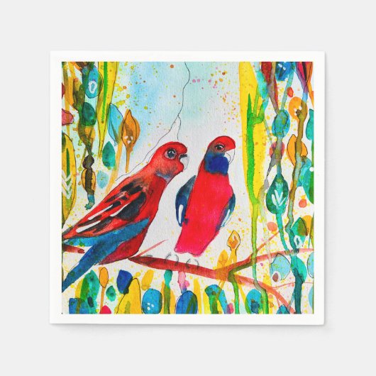 Rosella vogels in de waterverf kunst servet (Voorkant)