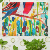 Rosella vogels in de waterverf kunst theedoek (Gevouwen)