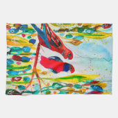 Rosella vogels in de waterverf kunst theedoek (Horizontaal)