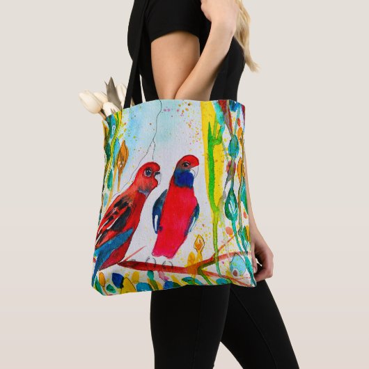 Rosella vogels in de waterverf kunst tote bag (Dichtbij)