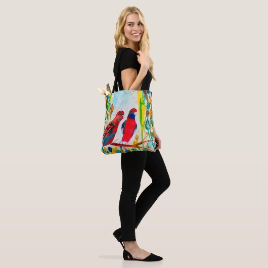 Rosella vogels in de waterverf kunst tote bag (Op model)