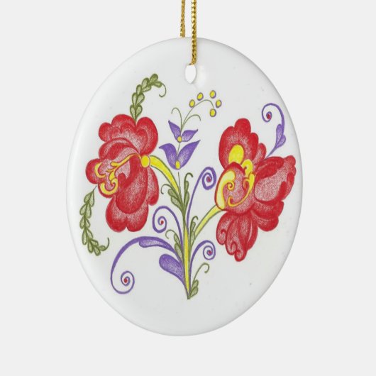 Rosemal kerstversiering keramisch ornament (Rechts)