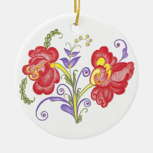 Rosemal kerstversiering keramisch ornament (Voorkant)