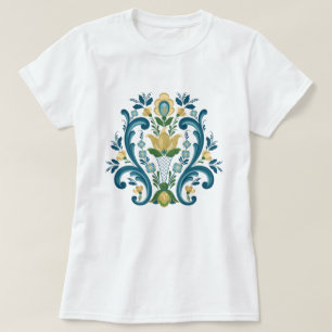 Rosemaling Blue en Gold T-Shirt