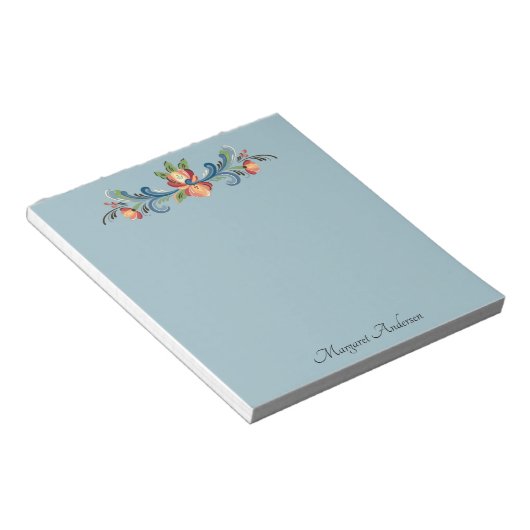 Rosemaling Blue en Red Notitieblok (Schuin)