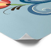 Rosemaling Blue en Red Poster (Hoek)