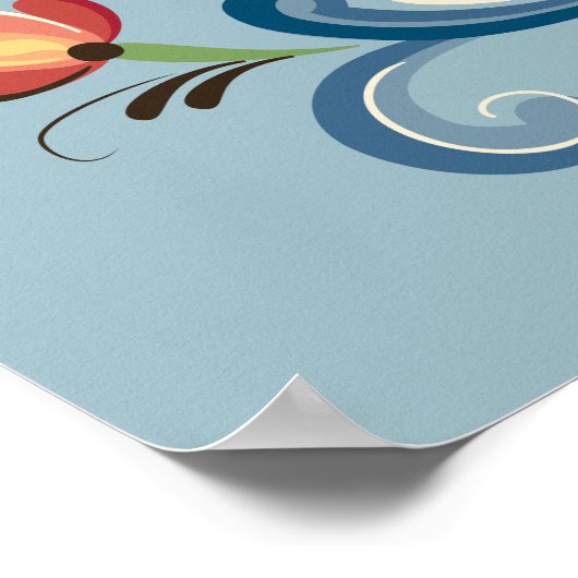 Rosemaling Blue en Red Poster (Hoek)