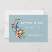 Rosemaling Blue en Red Response Kaart (Voorkant)