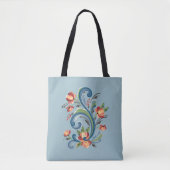 Rosemaling Blue en Red Tote Bag (Voorkant)