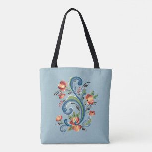 Rosemaling Blue en Red Tote Bag