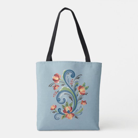 Rosemaling Blue en Red Tote Bag (Achterkant)