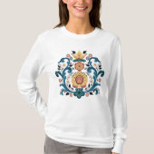 Rosemaling Gold en Bourgogne T-Shirt (Voorkant)
