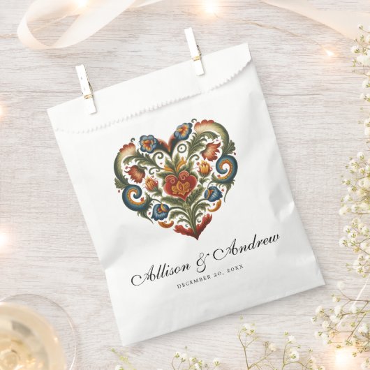 Rosemaling Heart | Noorse volkskunst Bedankzakje (Geknipt)