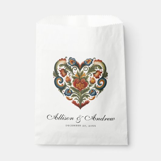 Rosemaling Heart | Noorse volkskunst Bedankzakje (Voorkant)