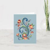 Rosemaling in blauw en rood Wenskaart Kaart (Voorkant)