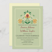 Rosemaling in de Uitnodiging van de Groene en Goud (Voorkant / Achterkant)