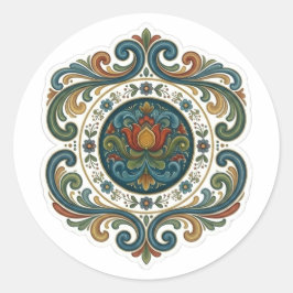 Rosemaling Mandala Stickerontwerp Ronde Sticker