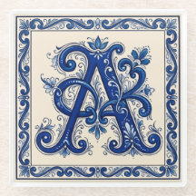 Rosemaling Monogram Pruisisch Blauw
