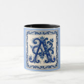 Rosemaling Monogram Prussian Blue Mok (Midden)