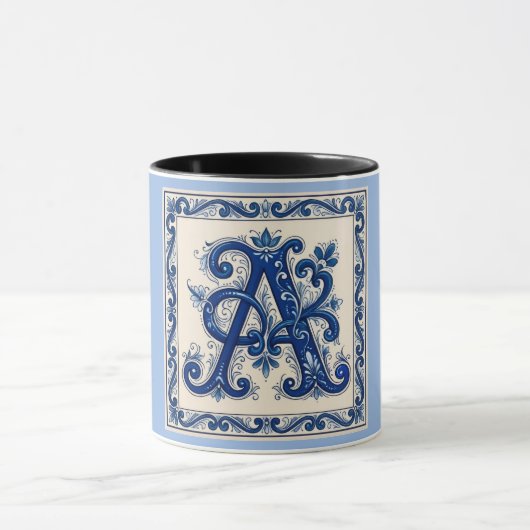 Rosemaling Monogram Prussian Blue Mok (Midden)