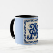 Rosemaling Monogram Prussian Blue Mok (Voorkant links)