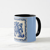Rosemaling Monogram Prussian Blue Mok (Voorkant rechts)