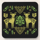 Rosemaling Noorse volkskunst Bier Onderzetter (Voorkant)