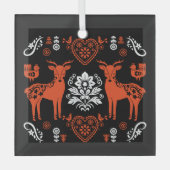 Rosemaling Noorse volkskunst Glas Ornament (Voorkant)