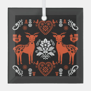 Rosemaling Noorse volkskunst Glas Ornament