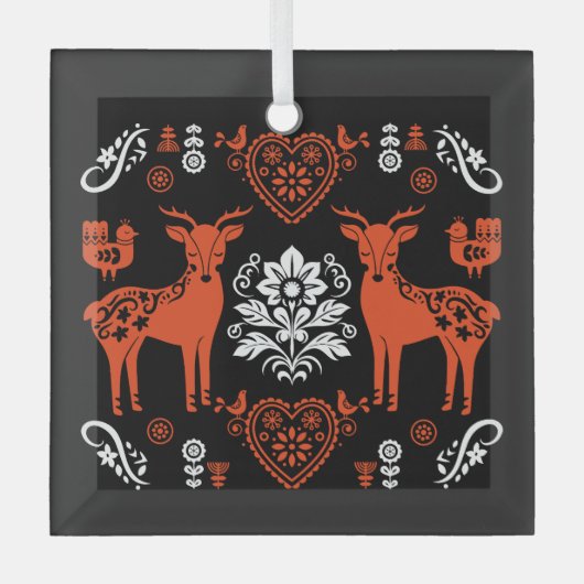 Rosemaling Noorse volkskunst Glas Ornament (Voorkant)