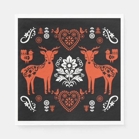 Rosemaling Noorse volkskunst Servet (Voorkant)