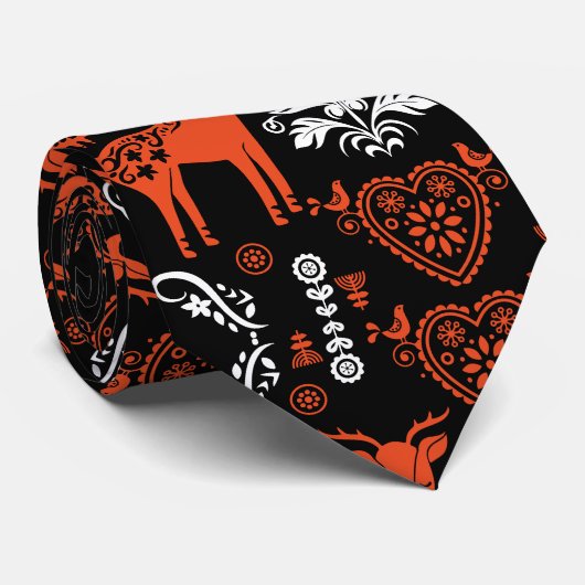 Rosemaling Noorse volkskunst Stropdas (Opgerold)