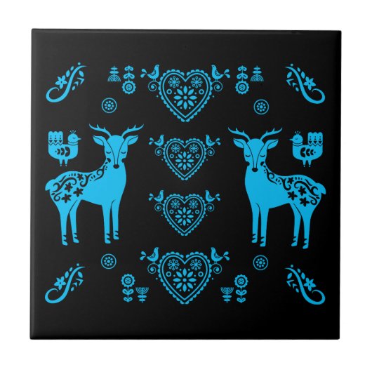 Rosemaling Noorse volkskunst Tegeltje (Voorkant)