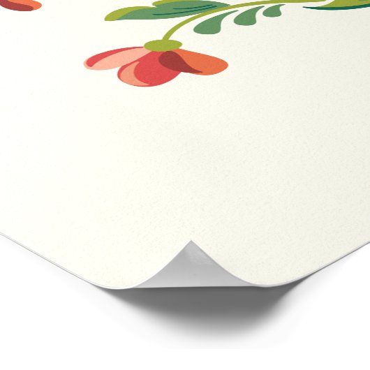 Rosemaling Red en Roze Poster (Hoek)