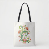 Rosemaling Red en Roze Tote Bag (Voorkant)