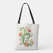Rosemaling Red en Roze Tote Bag (Achterkant)