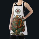rosemaling schort<br><div class="desc">Celebrate the timeless beauty of Scandinavian tradition with this exquisite Rosemaling Apron. Featuring authentic-style Norwegian folk art patterns, this design showcases intricate floral swirls and vibrant colors that bring a touch of heritage to your kitchen. Made for those who appreciate history and craftsmanship, this apron is perfect for baking, cooking,...</div>