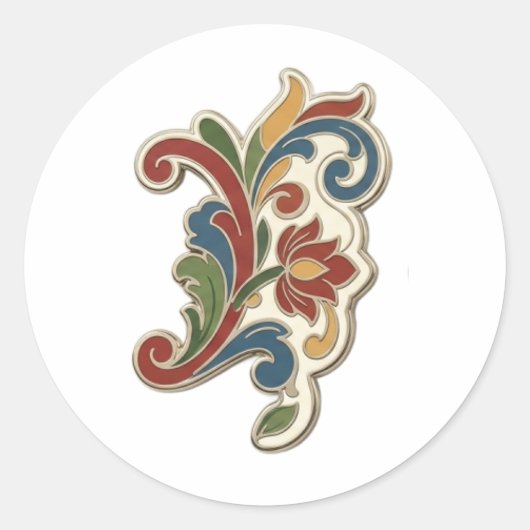 Rosemaling vinyl sticker! ronde sticker (Voorkant)