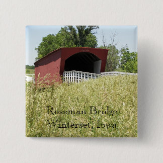 Roseman Bridge Winterset, Iowa Vierkante Button 5,1 Cm