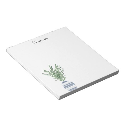 Rosemary & Blue Striped Vase Notitieblok (Schuin)