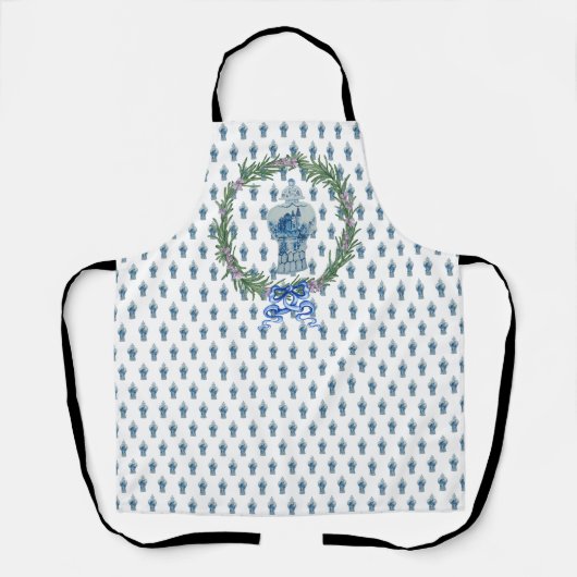 Rosemary Blue & White Ginger Jar Schort (Voorkant)