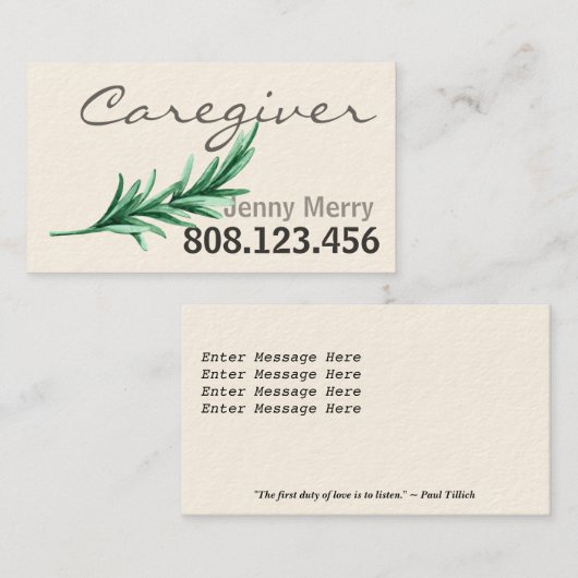 Rosemary Caregiver Visitekaartjes (Voorkant / Achterkant)
