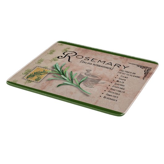 Rosemary Herb Botanical Info Small Cutting Board Snijplank (Hoek)