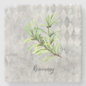 Rosemary Herb Botanische Waterverf Stenen Onderzetter (Voorkant)