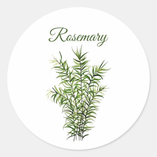 Rosemary Herb Greenery Kitchen Culinaire Groene Ki Ronde Sticker (Voorkant)